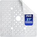 SlipX Solutions 27" Oversize Square Shower Mat, Non-Slip Mat for Elderly & Kids, 100+ Power Grip Suction Cups for Smooth Surfaces, Machine Washable, White Pearl
