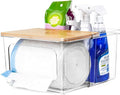 iCASA Trash Bag Dispenser Holder - 2 in 1 Acrylic Under Sink Organizer Garbage Bags Container with Bamboo Lid, Holds up to 100 Count 13/30/33 Gallon Bag Roll for Kitchen, Pantry, Laundry Room Storage