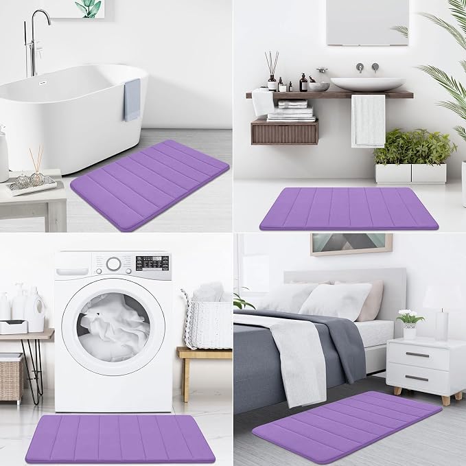 Buganda Memory Foam Bath Mat, 47" x 24", Ultra Soft and Non-Slip Bathroom Rugs, Water Absorbent and Machine Washable Bath Rug Runner for Bathroom, Shower, and Tub, Lavender