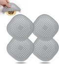 Hair Drain Catcher,Square Drain Cover for Shower Silicone Hair Stopper with Suction Cup,Easy to Install Suit for Bathroom,Bathtub,Kitchen 4 Pack (Aluminium Grey)