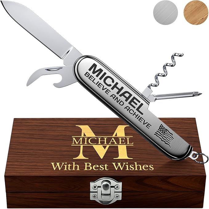 Small Pocket Knife 6 in 1 - Keychain Multitool - Compact Kids Pocket Knife with Bottle Opener, Can Opener, Corkscrew, Phillips Screwdriver - EDC Gift for Men, Women, Camping, Hiking, Travel - 5005