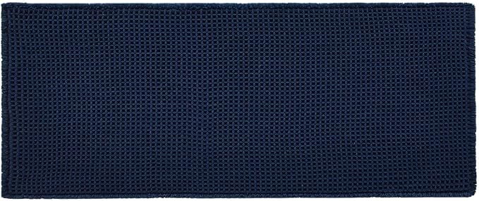 TYUU Waffle Runner Rug Bathroom, Long Boho Bathroom Rugs Non Slip Washable Super Absorbent Quick Dry Farmhouse Bath Decor, 72"x24" Navy Blue