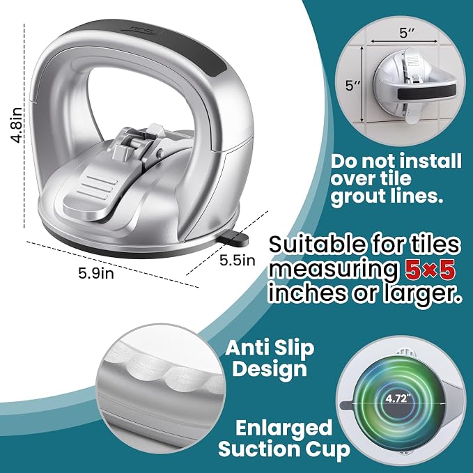 TAILI Grab Bars for Bathtubs and Showers,2 Pack Shower Handles for Elderly Suction,Shower Bar with Upgraded Rubber Suction Cups,Safety Grip for Senior, No Drilling Removable Waterproof, Black