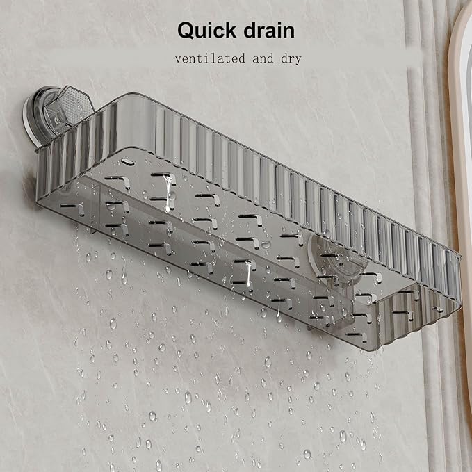 Shower Caddy Suction Cup Bathroom Shower Organizer for Bathroom Storage Home Decor & Kitchen No Drilling Large Capacity Removable and Reusable Shower Shelves for Inside. (black, square)