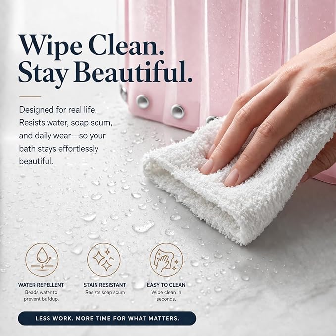 EHZNZIE Pink Shower Curtain Liner 72x72, PEVA Waterproof Bath Curtain, No Chemical Smell, 3 Weighted Magnets, Durable with Rustproof Metal Grommets