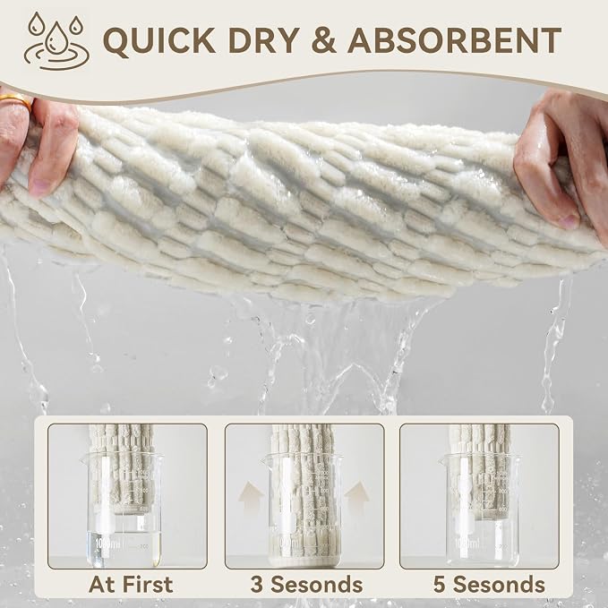 Bathroom Rugs Mat Quick Dry Absorbent Non Slip Bath Mat Bath Mats for Bathtub Mat Bathroom Carpet Fit Under Door Washable Floor Bath Rugs Beige 16x24-2pc