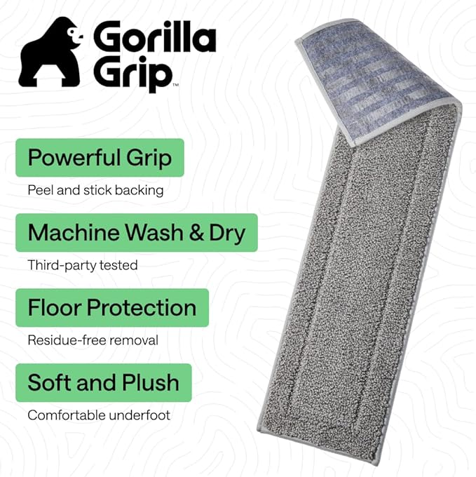 GORILLA GRIP Peel and Stick Stair Treads, 12 Pack, for Wooden Steps, Multi-Surface Use, Machine Washable Carpet Runners, Indoor Rugs for Stairs, Pet Friendly, Universal Size,Gray, 8x28 Inches
