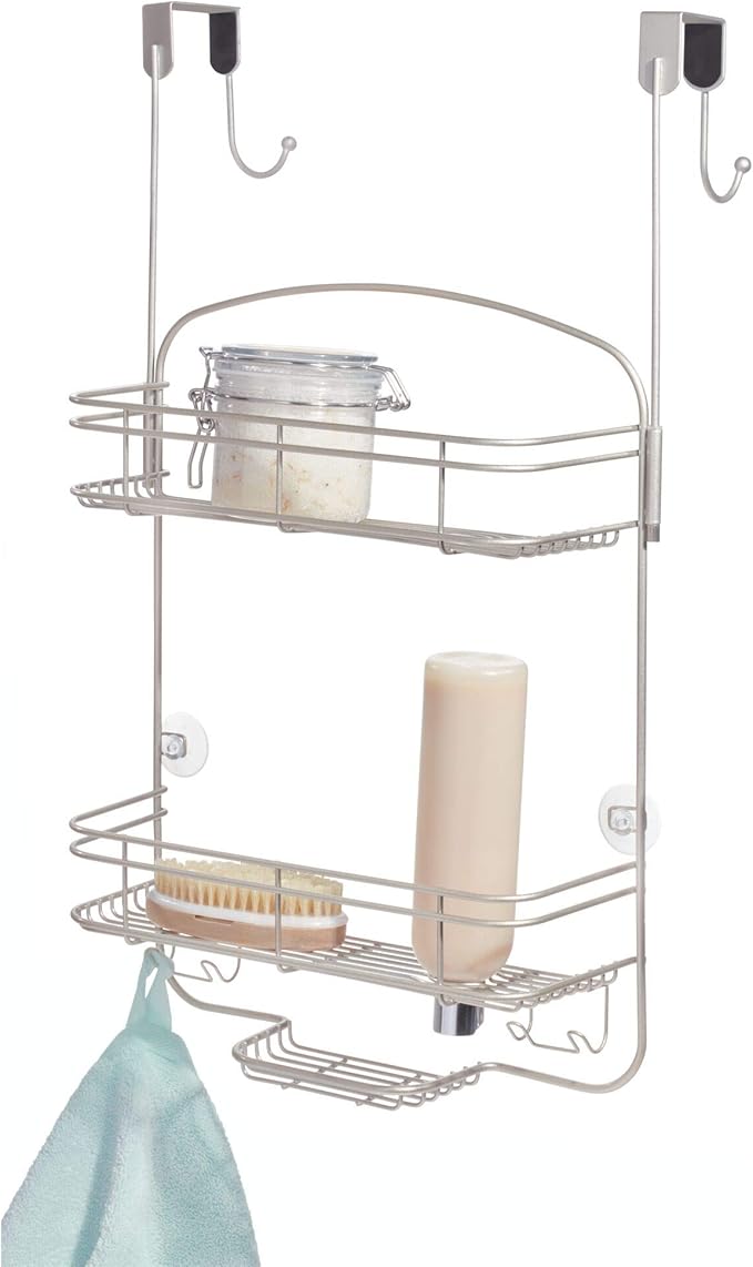 iDesign Weston Medium Metal Hanging Shower, Bath Organizer Holds Shampoo, Razors, Conditioner, Soap, Over-The-Door Caddy