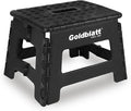 Goldblatt 8.5" Folding Step Stool for Adults and Kids, Lightweight Heavy-Duty Plastic Portable Foldable Stool with Non-Slip Top and Anti-Skid Feet, 300 lbs Capacity, Kitchen & Bathroom, Black