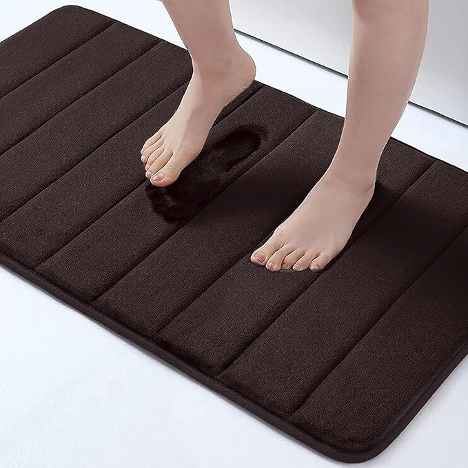 Buganda Memory Foam Bath Mat, 34" x 20", Ultra Soft and Non-Slip Bathroom Rugs, Water Absorbent and Machine Washable Bath Rug for Bathroom, Shower, and Tub, Brown