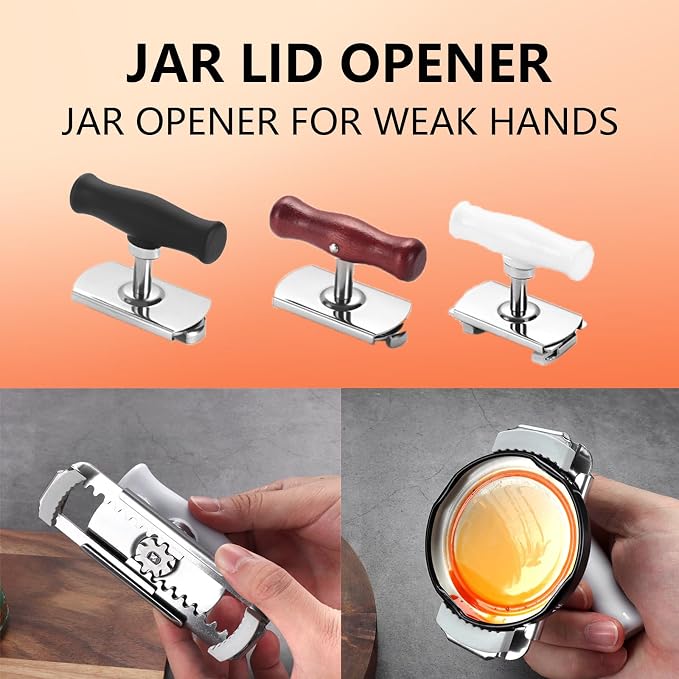 Jar Opener, Cap Crack Opener - Jar Opener for Weak Hands, Adjustable Multifunctional Jar Lid Opener - Easy to Grip and Open for Stuck Jars, Bottles & Lids (Black)