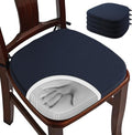 BUYUE Luxury 100% Pure Memory Foam Chair Cushions 4 Pack, Jacquard 16" U-Shape Comfortable Dining Chair Pads, Removable Slip Resistant Kitchen Chair Seat Cushions, (Set of 4, Navy Blue)