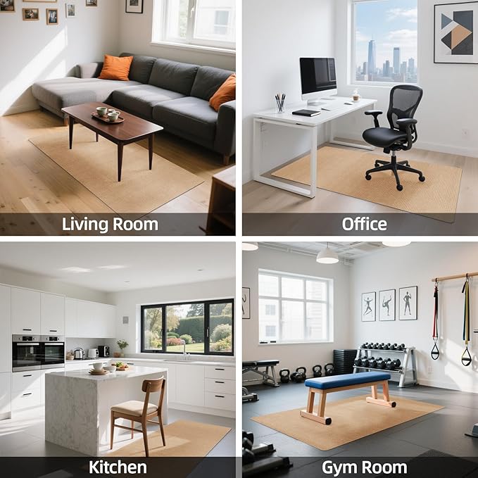 Office Chair Mat for Hardwood Floors 63" x 51", Durable Non-Slip Large Tile Floor Protector, Anti-Scratch Thick Heavy-Duty Recyclable Gliding Desk Mats for Computer Rolling Chairs, Camel Color