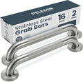 PELEGON Grab Bars for Shower 2-Pack 16 Inch - Stainless Steel Shower Grab Bars for Seniors - Bathroom Safety Handle Non-Slip Grip Rust Resistant Wall Mounted Support Bar for Bathtub Shower - Silver