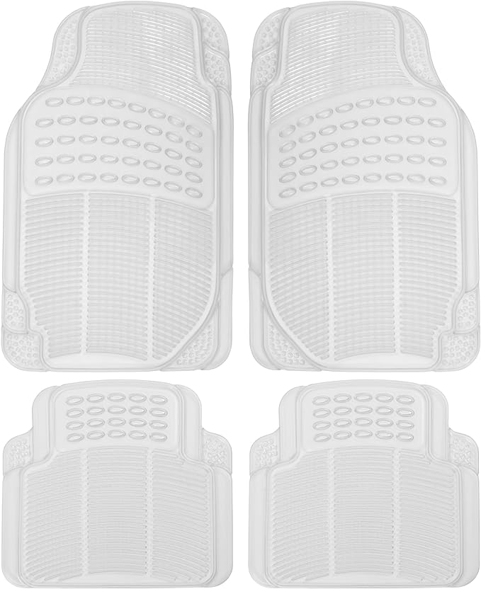 BDK 4-Piece Rubber Transparent Clear Floor Mats Heavy Duty for Front & Rear Car Truck Van SUV, All Weather Protection, Universal Fit