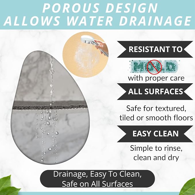 Enkosi Loofah Non-Slip Shower Mat - Shower Floors, Bathtub, Bathrooms, Wet Areas - Cushioned Bath Mat with Drain Holes - Quick Dry PVC, Secure Safety Pad Without Suction Cups (32x24 Duck)