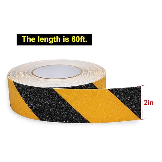 Anti Slip Safety Grip Tape 2 Inch x 60 Foot, Non Skid Tread for Stairs, Steps, Floors, Caution Dangerous Zones, Indoor and Outdoor Use (Yellow and Black)