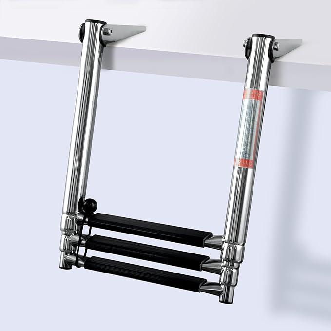 Boat Ladder,Stainless Steel Telescoping Folding Heavy Duty Pontoon Swim Boarding Ladder for Outboards,Yacht,Marine Fishing Boat