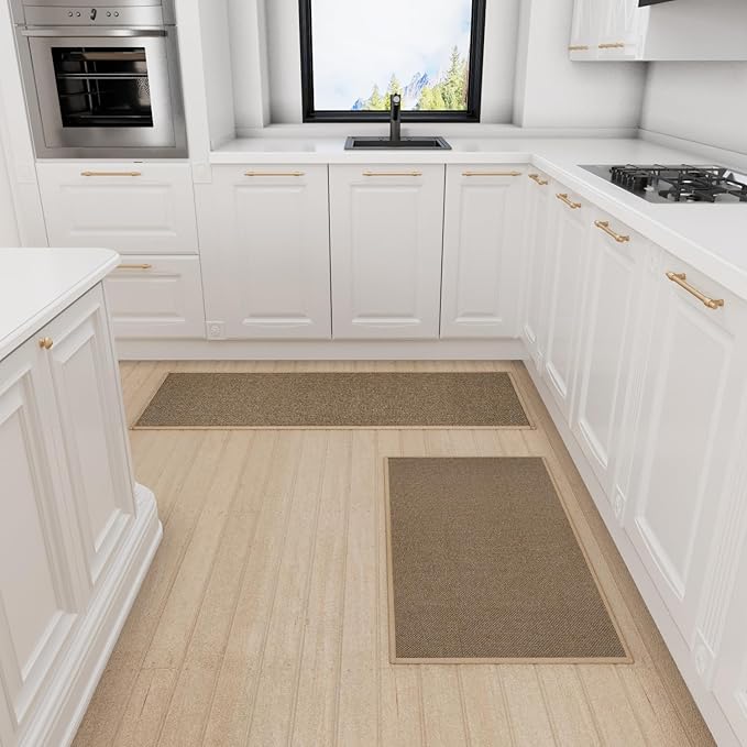 SUMLANS Kitchen Mat 1 PCS, Cushioned Non Slip Rugs for Kitchen Floor, Absorbent Runner Comfort Standing Mats Washable for Kitchen, Office, Home (Brown, 17.3"x47")