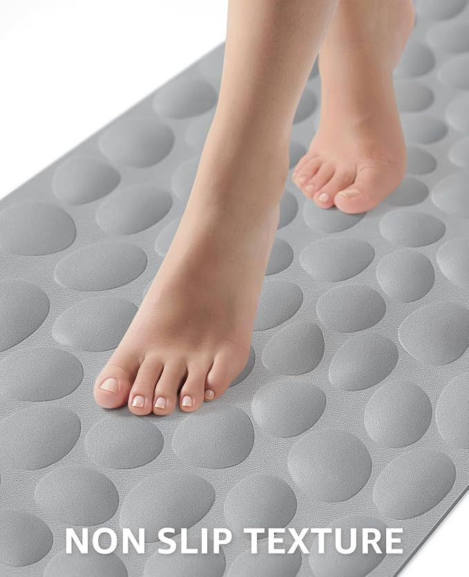 Bligli Bathtub Mat Non Slip, 16x40 inch Extra Long Bath Tub Mat with Strong Suction Cups, Soft Rubber Bathroom Floor Mat, Machine Washable, 100% BPA Free (Grey)