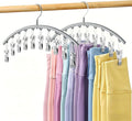 Volnamal Legging Organizer for Closet, Metal Yoga Pants Hanger w/Rubber Coated 2 Pack w/10 Clips Hold 20 Leggings, Hangers Space Saving Hanging Closet Organizer for Closet Organizers and Storage-Grey