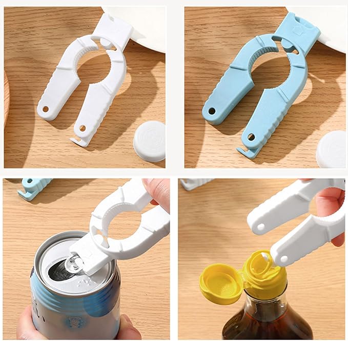 Pack of 5 Bottle Caps Openers 3In1 Multipurpose Water Bottles and Can Opener for Senior and Arthritics Hands