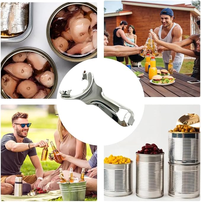 Stainless Steel Mason Jar Opener for Seniors & Weak Hands, Multi-Purpose Bottle Opener Tool - Opens Jars, Cans, Lids Without Dents, Easy Grip Design (5.6x3.5 Inch)