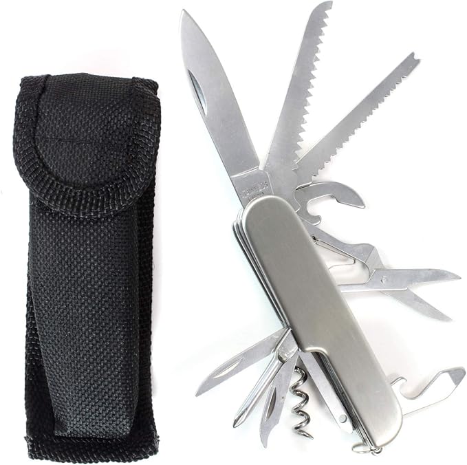Stainless Steel Multi-tool Utility EDC Pocket Knife with Carry Pouch