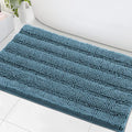 H.VERSAILTEX Bath Mats for Bathroom Non Slip Extra Thick Chenille Striped Bath Rug 24" x 36" Absorbent Non Skid Fluffy Soft Shaggy Rugs Washable Plush Mats for Indoor, Bath Room, Tub - Turquoise Blue