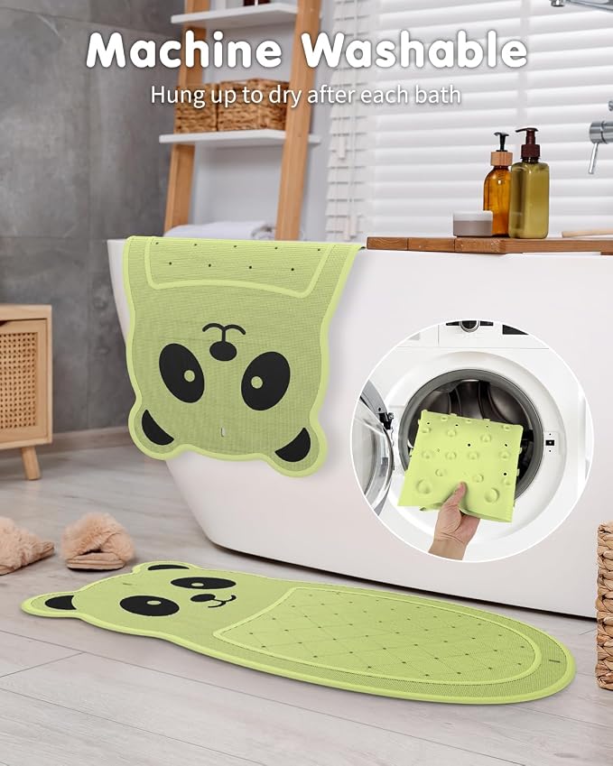 Safe Bath Solution, Bathtub Mat Non Slip for Babies, Toddlers, Kids & Pets, Natural Rubber BPA-Free Low Odor Safer Than PVC, Machine Washable, Suitable for Bathroom, Garden, and Hotel Tubs, Green