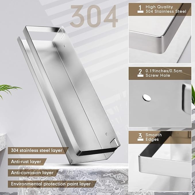 Lallisa 2 Pieces Stainless Steel Shelf Bathroom Shower Floating Shelves Wall Mounted Shower Caddy Basket Shelf Storage Organizer Shelves for Bathroom, Kitchen, Living Room(11.81 Inch/ 30 cm,Silver)
