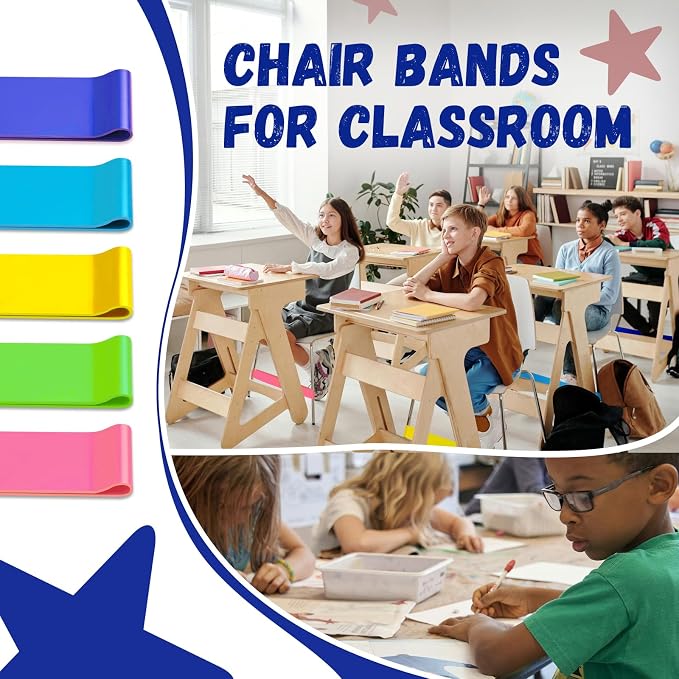 16 Pack Chair Bands for Kids with Fidgety Feet, ADHD Tools for Kids, Improve Focus & Reduce Restlessness, Chair Bands for Sensory ADHD ADD Autism - Classroom & Home Must Haves (Multicolor)