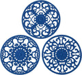 Extra Thick Silicone Trivet Mat for Hot Dishes, Hot Pots and Pans, Pot Holder, Hot Pad to Protect Your Table and Countertop, Kitchen Decor and Accessories,Navy Blue, Set of 3