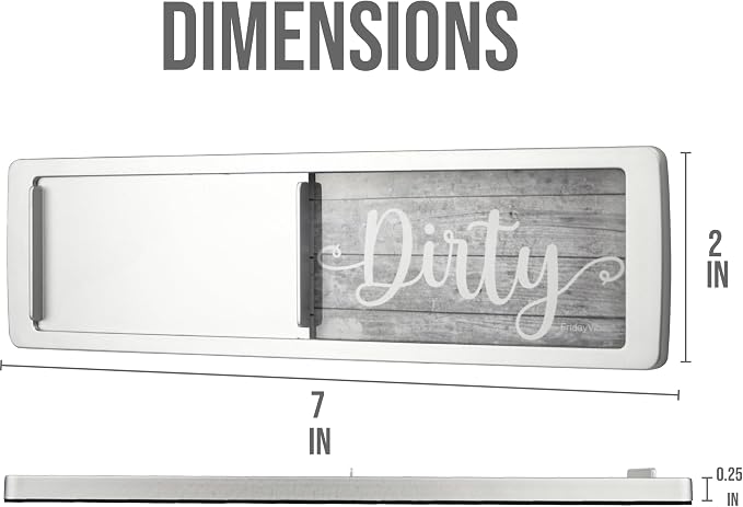 Dishwasher Magnet Clean Dirty Sign - Magnetic Signs That Say Clean/Dirty - Optional Sticker Adhesive for Non-Metal Stainless Steel Dish Washers - Light Gray Farmhouse