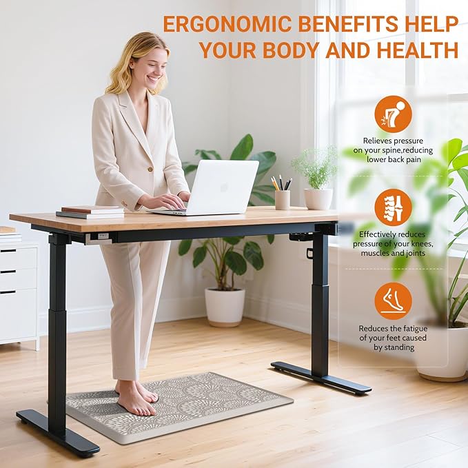 Mattitude 4/5 Inch Kitchen Mat, 20x52in Heavy Duty Ergonomic Comfort Foam Standing Desk Mat, Waterproof Non-Slip Standing Mats and Rugs for Kitchen, Office, Black