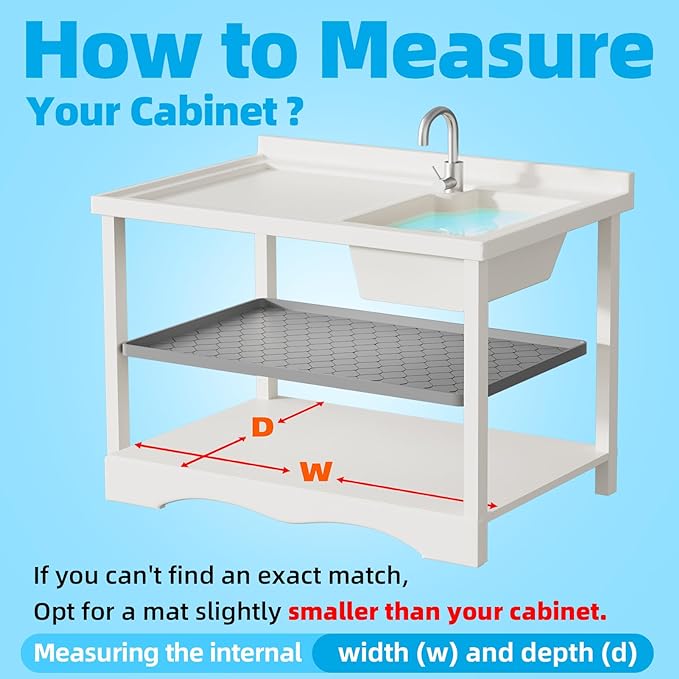 Winisok Silicone Under Sink Mat 37" x 22", Kitchen Essentials and Gadgets, Shelf Liner and Cabinet Protector, Home Organizers and Storage, Waterproof Bathroom Tray