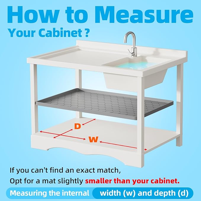 Winisok Silicone Under Sink Mat 31" x 22", kitchen Essentials and Gadgets, Shelf liner and Cabinet Protector, Home Organizers and Storage, Waterproof Bathroom Tray