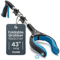Pelegon Grabbers for Seniors Heavy Duty, 43 Inch Heavy Duty Grabber Reacher Tool, Foldable Long Reach Grabber with 90° Rotating Head, Magnetic Tips, Rubberized Grips, Aluminum Pick Up Tool - 1 Pack