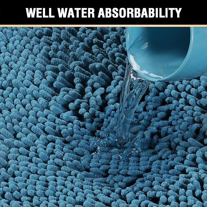 H.VERSAILTEX Bath Mat for Bathroom Non Slip Luxury Chenille Ultra Soft Bath Rugs 24x36 Absorbent Non Skid Shaggy Rugs Washable Dry Fast Plush Area Carpet Mats for Indoor, Bath Room, Tub - Dark Teal