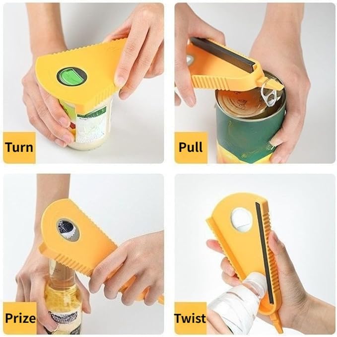 Adjustable Bottle Opener for Tight Lids, Multi-Function Lid Remover for Jars and Cans, Non-Slip Manual Jar Opener, Kitchen Tool for Stuck Lids, 7.64"x3.54"x0.79" (White)