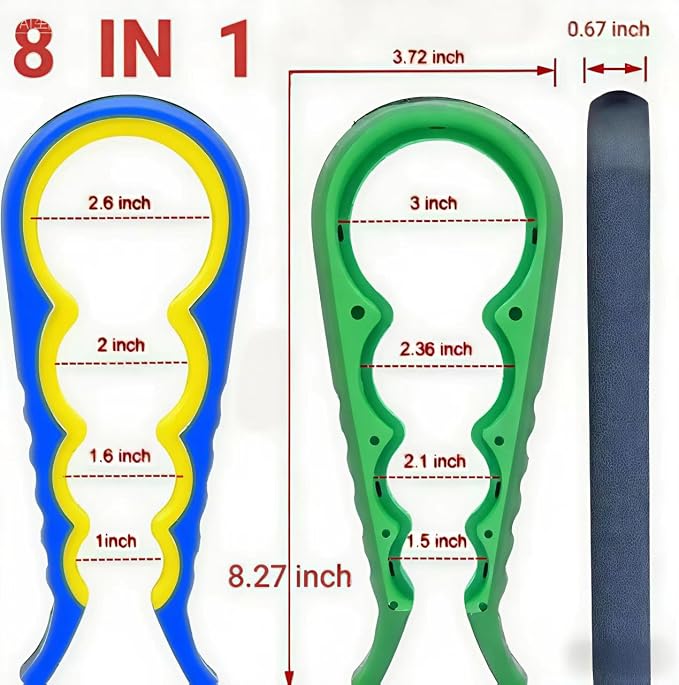 8-in-1 Multi-Size Jar Opener Tool, 8.27 inch Kitchen Utensil, 2-Pack