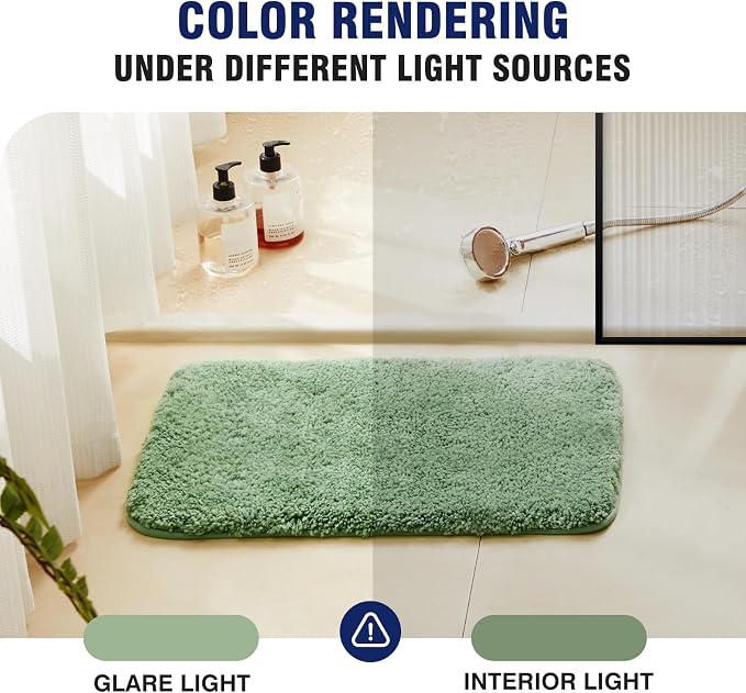 TECHMILLY Super Soft Shaggy Bathroom Rugs, Absorbent Thick Non Slip Microfiber Bath Rugs, Quick Dry Machine Washable Bath Mat for Bathroom Floor, Bathtub and Shower 17"x24"