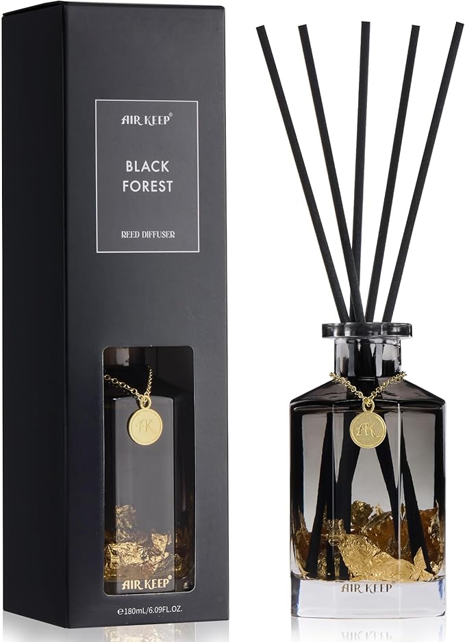 Airkeep Reed Diffuser Set,Black Forest Luxury Scented Diffuser with Sticks Long Lasting Home Fragrance for Bathroom Shelf Decor 6.09 fl oz (180ml)