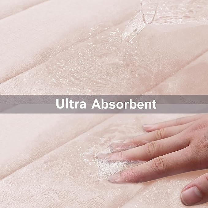 Buganda Memory Foam Bath Mat, 44" x 24", Ultra Soft and Non-Slip Bathroom Rugs, Water Absorbent and Machine Washable Bath Rug Runner for Bathroom, Shower, and Tub, Pink