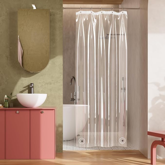 Titanker Stall Shower Curtain Liner, 32x72 Clear Shower Liner PEVA Lightweight Inside Shower Curtains for Bathroom with Magnets and Grommet