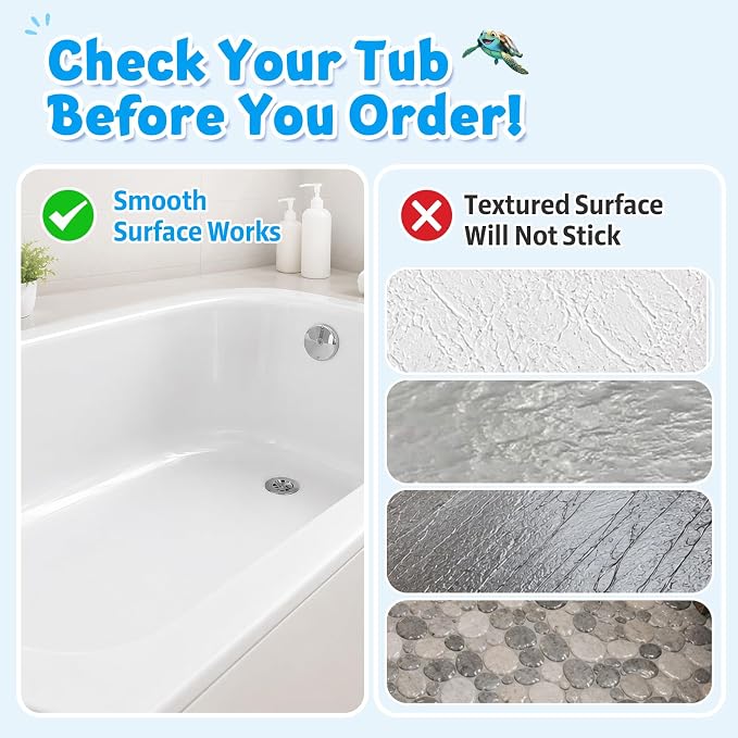 XIYUNTE Baby Bath Mat for Tub Non Slip Kids Bath Mat - 40''x16'' Extra Long Cartoon Bathtub Mat Non Slip Kids Shower Mat Eco-Friendly Toddler Bath Mats with Suction Cups, Machine Washable