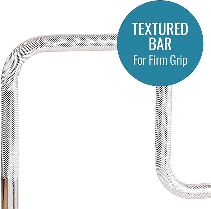 DMI Chrome Plated Adjustable Grab Bars for Bathtub and Showers for Seniors, Rust-Resistant Safety Rail with Textured Non-Slip Handle, 250 lb Capacity, Brackets Fit 3.3" - 5.8” Tub Walls