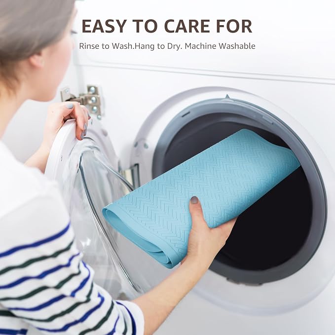 OTHWAY Bathtub Mat Non Slip, Extra Long Rubber Bath Mat for Tub, Machine Washable Shower Anti Slip Mat with 332 Strong Suction Cups (Lake Blue, 36" x 17")