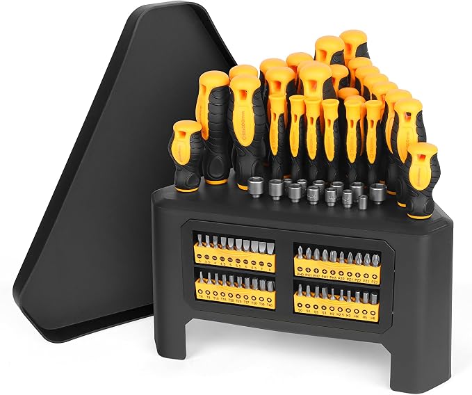 Amartisan 84-Piece Magnetic Screwdriver Set with Quick-Store Rack & Tray, DIY Hand Tool Kit for Men, Gift Idea, Includes Precision Screwdrivers, Ratchet Handle, Nut Drivers & Bit Set