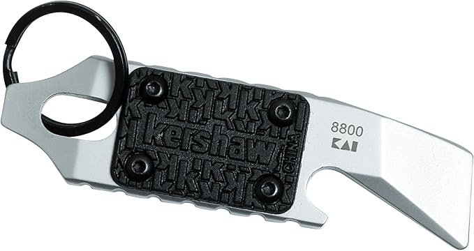 Kershaw PT-1 Multi-Function Keychain Tool, Stainless Steel, Utility Keychain with Bottle Opener, Flathead Screwdriver, Mini Pry Bar, and Lanyard Attachment, for Key Ring, Pocket or Purse Carry